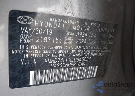 2020 Hyundai Elantra Se from USA, damaged, VIN KMHD74LFXLU945034